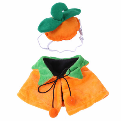 Halloween Pumpkin Dog & Cat Cape – Plush Double-Sided Pet Cloak with Optional Hat