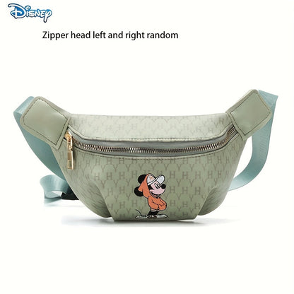 1pc Disney Mickey Cartoon Fanny PU Material Pack, Adjustable Strap Waist Bag With Fashion Zipper, Suitable For Sports & Outdoor Activities