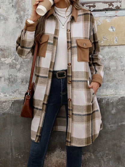 plaid jacket womens outfit Winter cashmere  Jacket Outwear for women