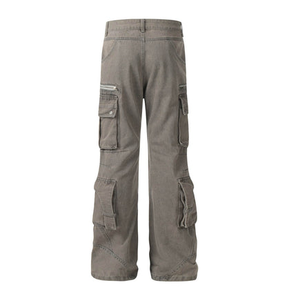 Solid Color Casual Multi-pocket Denim Jean Cargo Pants women