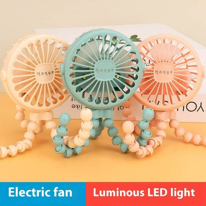 USB Powered summer heat Handheld fan with stand and Night light