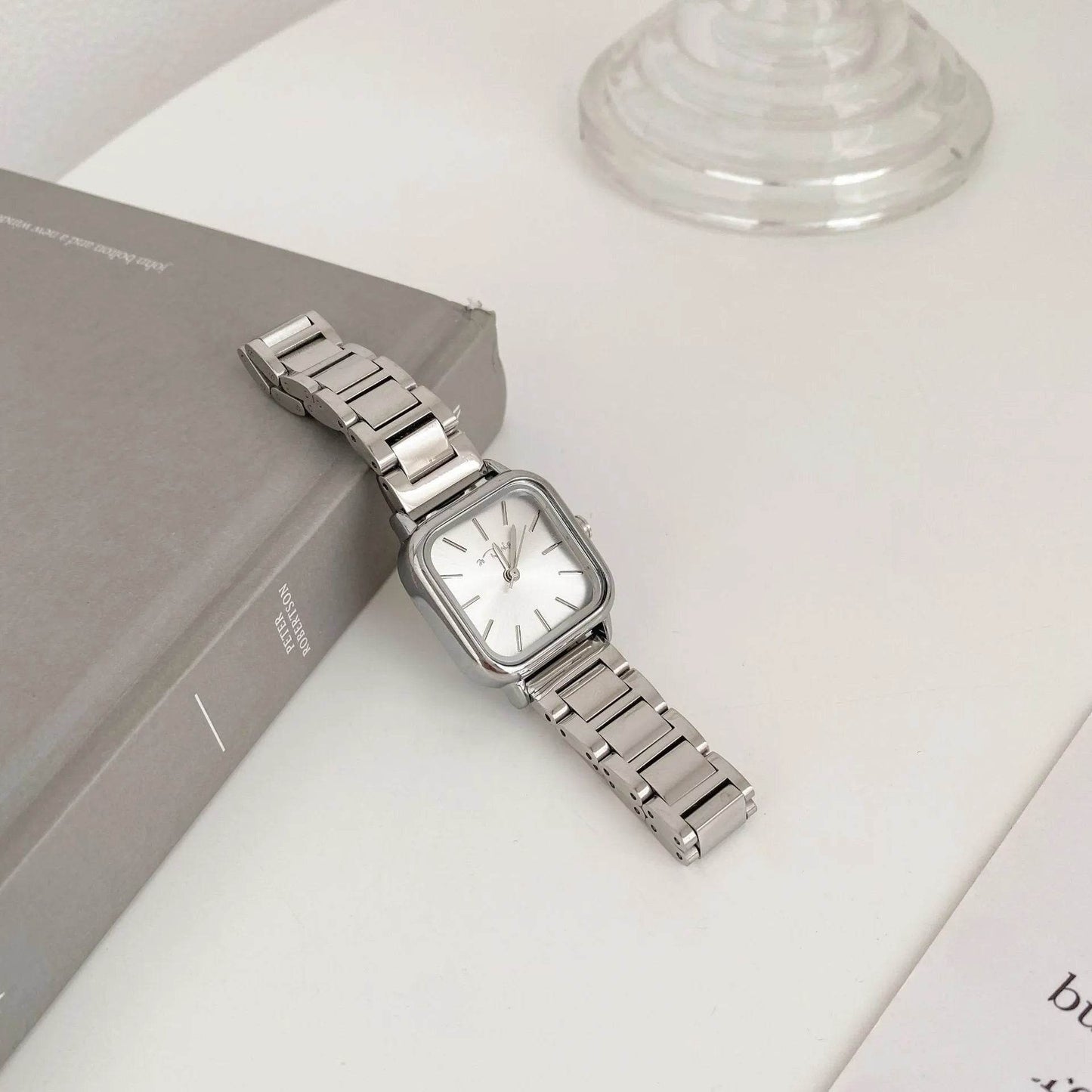 Retro Small Square Watch Female Steel Strap  Dress Watch