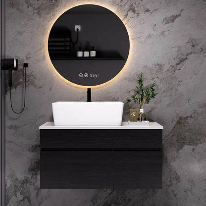 Meuble-lavabo mural simple de 31,5 pouces avec dessus en pierre reconstituée