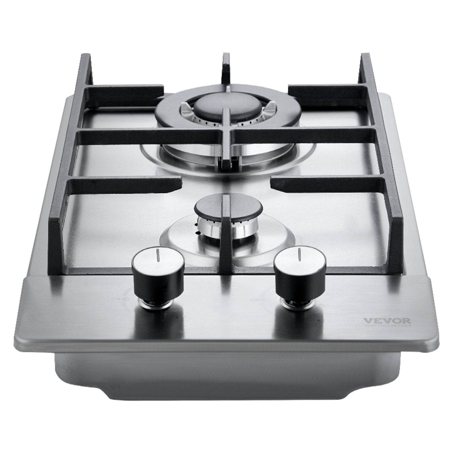 Gas Cooktop 12 Inch, Max 12250BTU 2 Burners Built-in Stainless Steel Gas Stove Top, LPG NG Convertible Dual Fuel Natural Gas Hob With Thermocouple Protection