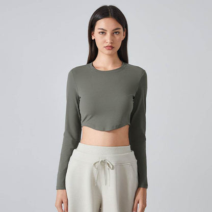 Women Slim Fit Long Sleeve Crop top Workout Sports Gym top