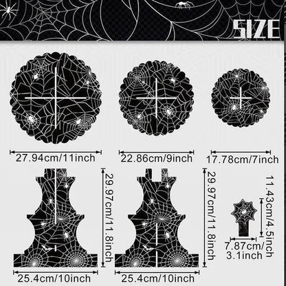 3 Tier Halloween Cupcake Stand Black Spider Web Cardboard Cupcake Stand Spider Bat Cupcake Toppers Halloween Cupcake Holder Tower For Halloween Birthday Party Supplies