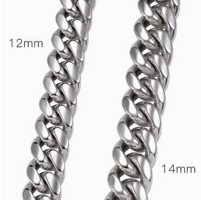 Men's Cuban Link Chain Titanium Steel Silver Bracelet