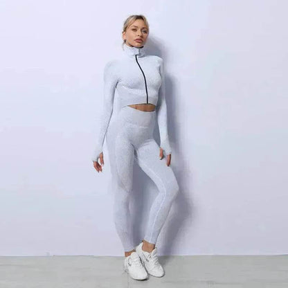 Women 3PCS Gym Set Seamless Sport Yoga Set Leggings Crop Bra Top  Fitness Gym Set Outfit