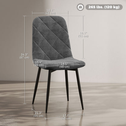 Arbor Upholstered Dining Chairs with Steel Legs-Set of 4-Grey
