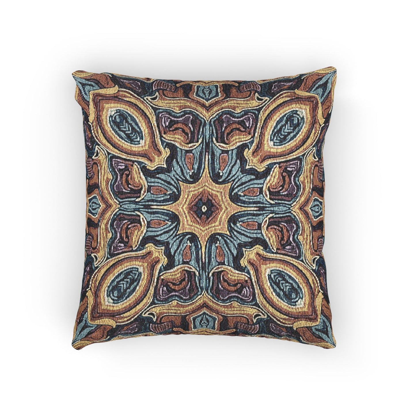 Bohemian Woven Pillow – Mosaic Medallion Decorative Throw Cushion
