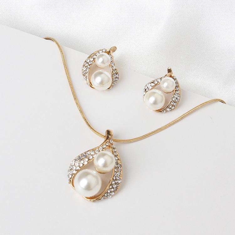 Pearl water drop bridal Necklace Set