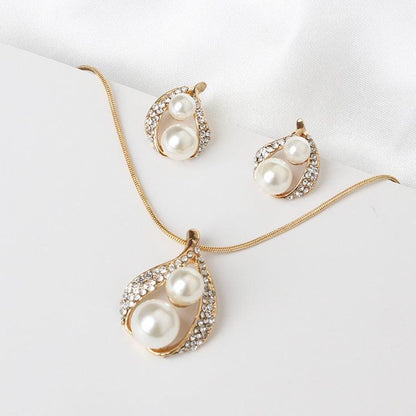 Pearl water drop bridal Necklace Set