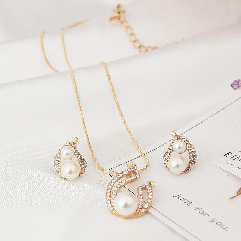 Pearl water drop bridal Necklace Set