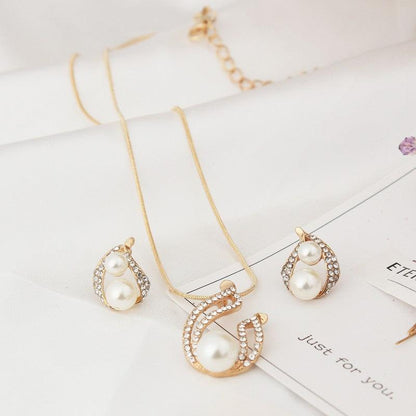 Pearl water drop bridal Necklace Set