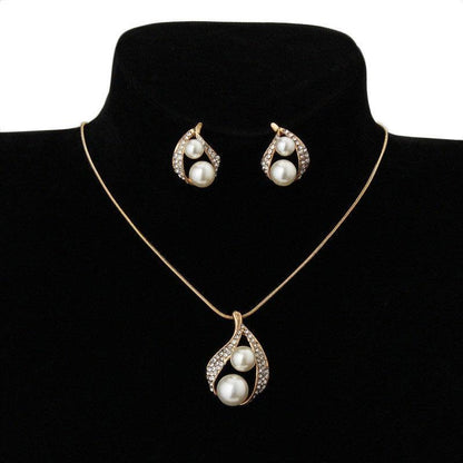 Pearl water drop bridal Necklace Set