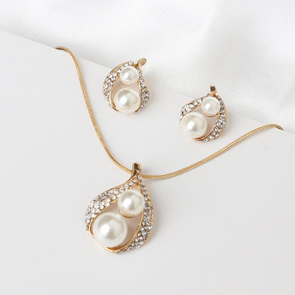 Pearl water drop bridal Necklace Set
