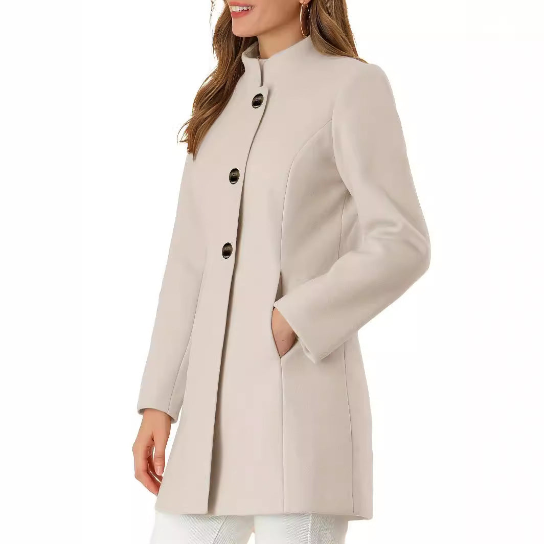 Women’s Solid Color Winter Coat – Casual Warm Long Sleeve Autumn & Winter Jacket
