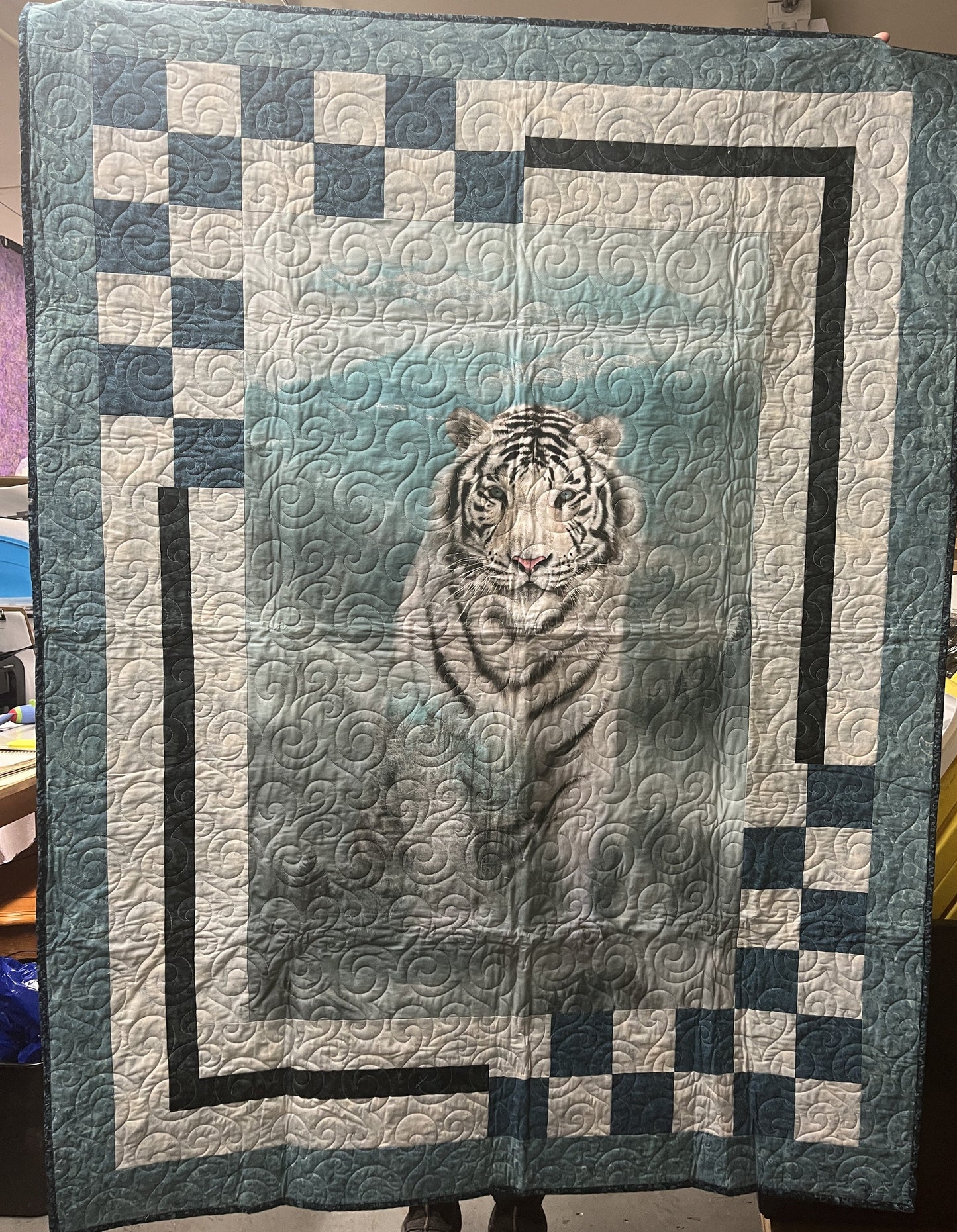 Store Sample- Lap Quilt- Snowy Tiger Panel