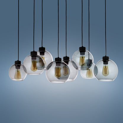 CUBUS Graphite Glass Scandinavian Pendant Light Fixture for Kitchen Island, Dining Room & Living Room (8-Light)