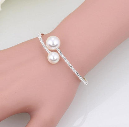 Bridal crystal pearl diamond drill collar adjustable two piece