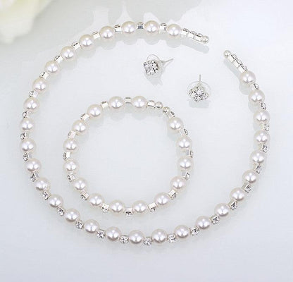 8MM bridal handmade pearls, Rhinestone necklaces set