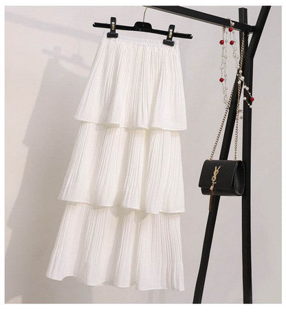 Women's Spring And Summer Chiffon layered Midi maxi Skirt