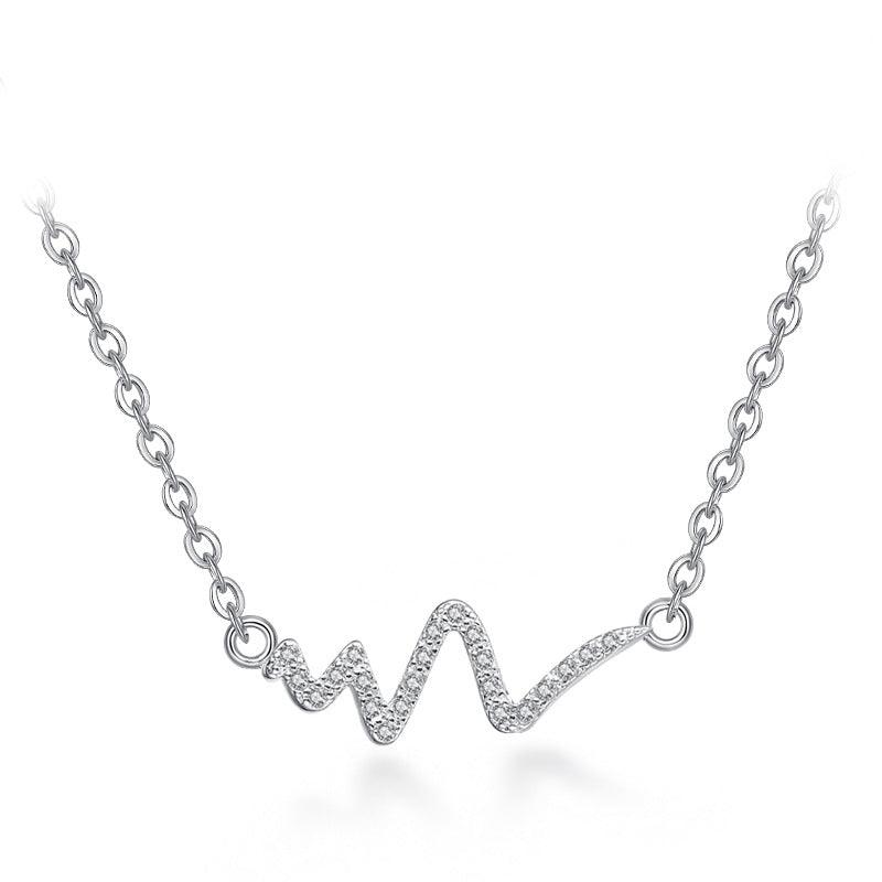 Silver Necklace ECG Decoding Short Necklace Clavicle Chain With Jewelry