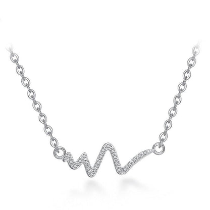 Silver Necklace ECG Decoding Short Necklace Clavicle Chain With Jewelry
