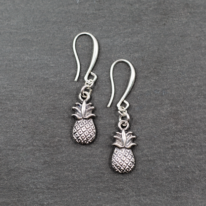Pineapple Charm Earrings in Silver Plate