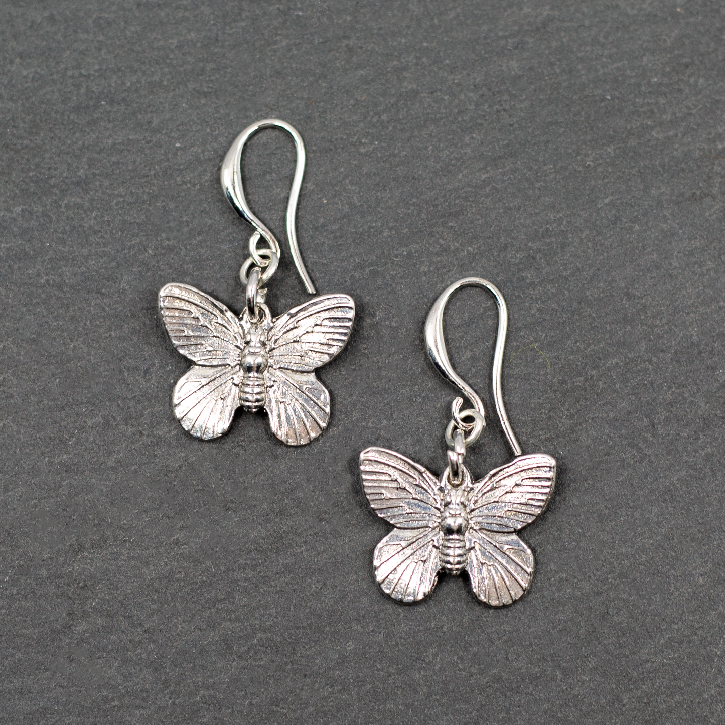 Butterfly Charm Earrings in Silver Plate
