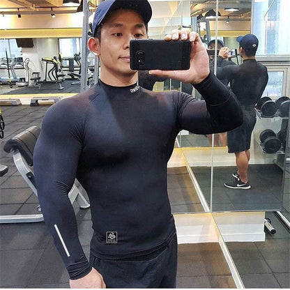 Muscle fit Long sleeve Gym shirt Sports Leisure Top for men