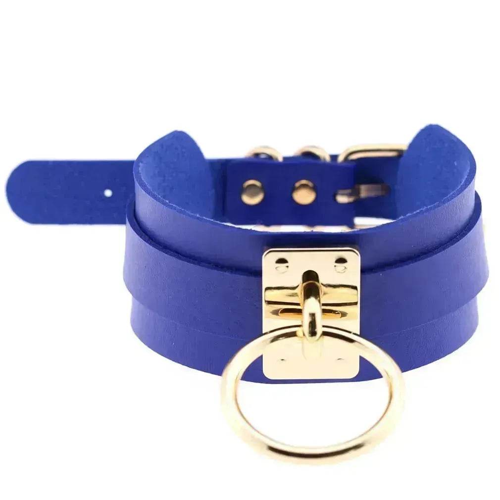 Gothic Punk Wide PU Leather O Ring BDSM Collar Choker Necklace Women Bondage Collar
