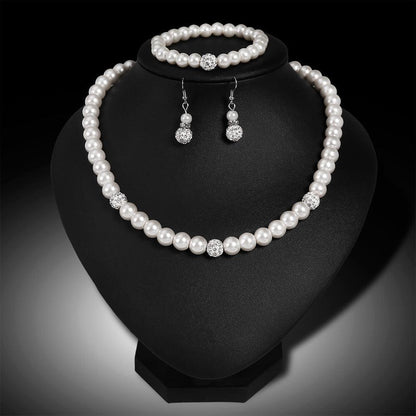 Classic bride wedding rings necklace earrings set of three