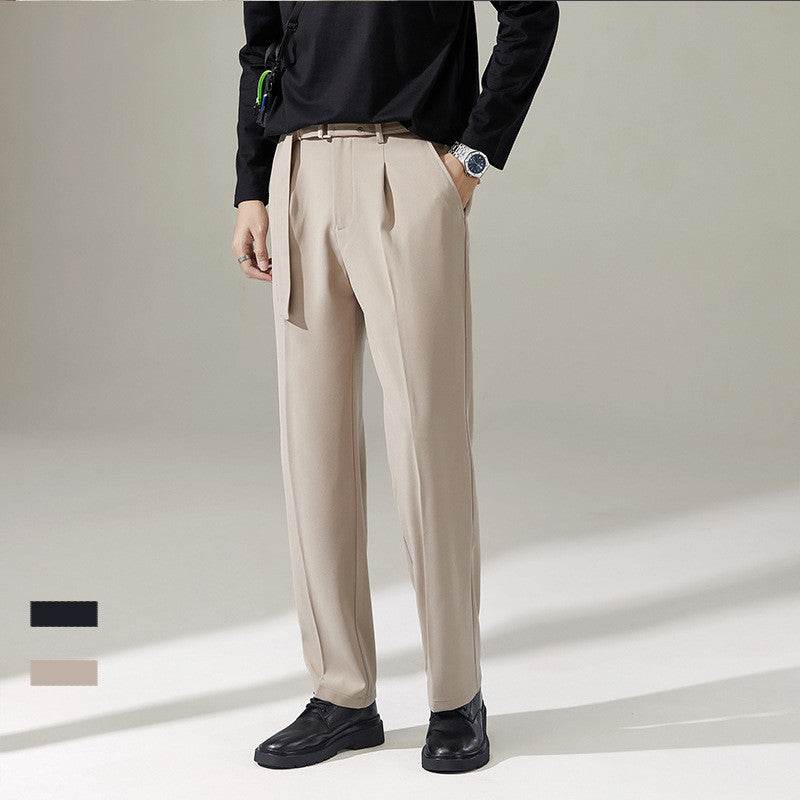 Pantalon de costume chino large avec ceinture drapée amovible pour homme