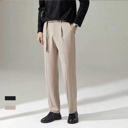 Pantalon de costume chino large avec ceinture drapée amovible pour homme