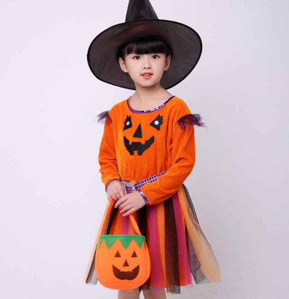 Girls Halloween Dance Costume – Pumpkin Dress Outfit for Kids Party Performance