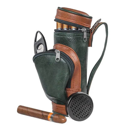 Portable Cigar Bag contains Humidifier and Cigar Cutter