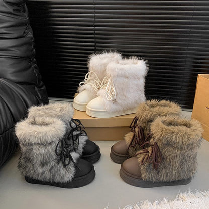 Women’s Fleece-Lined Snow Boots – Warm Height-Increasing Winter Boots with Thick Sole