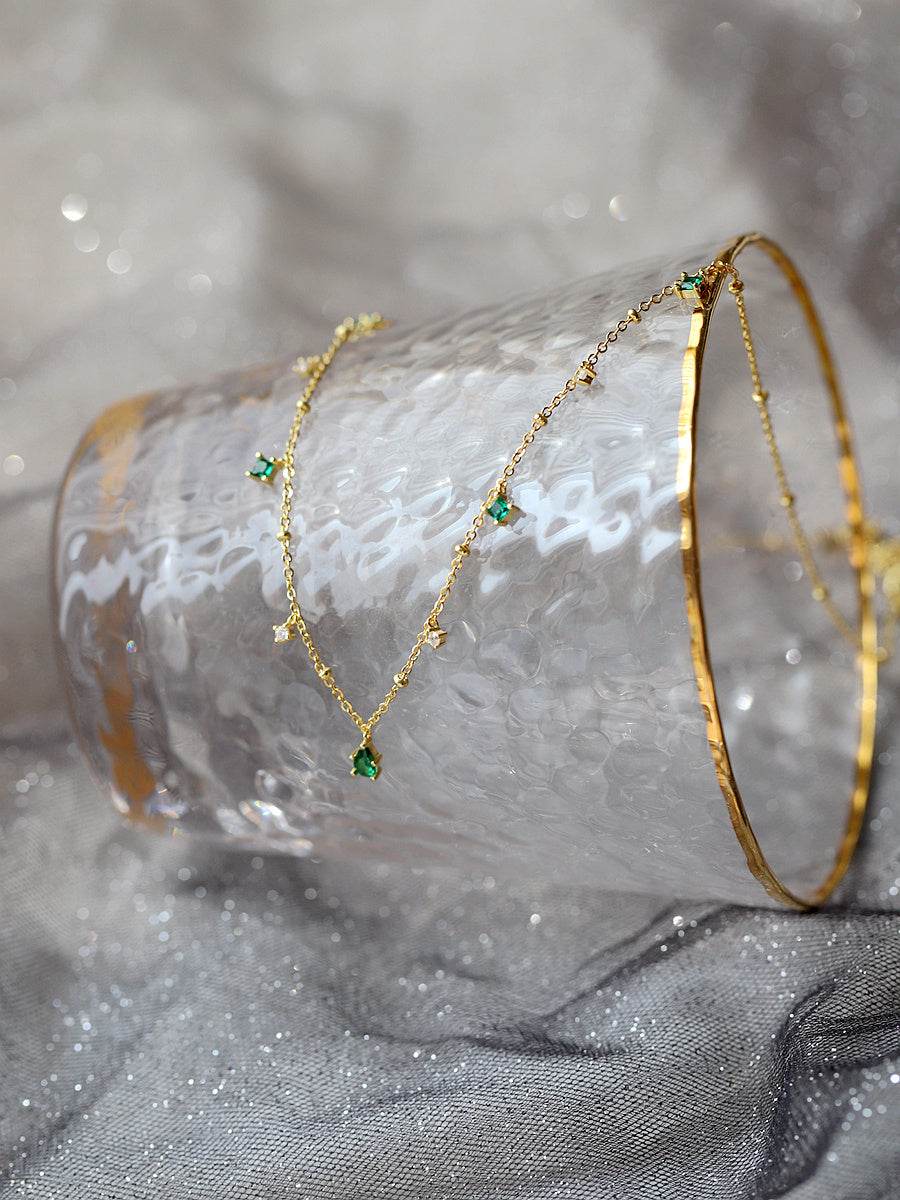 Generous water drop emerald zircon necklace