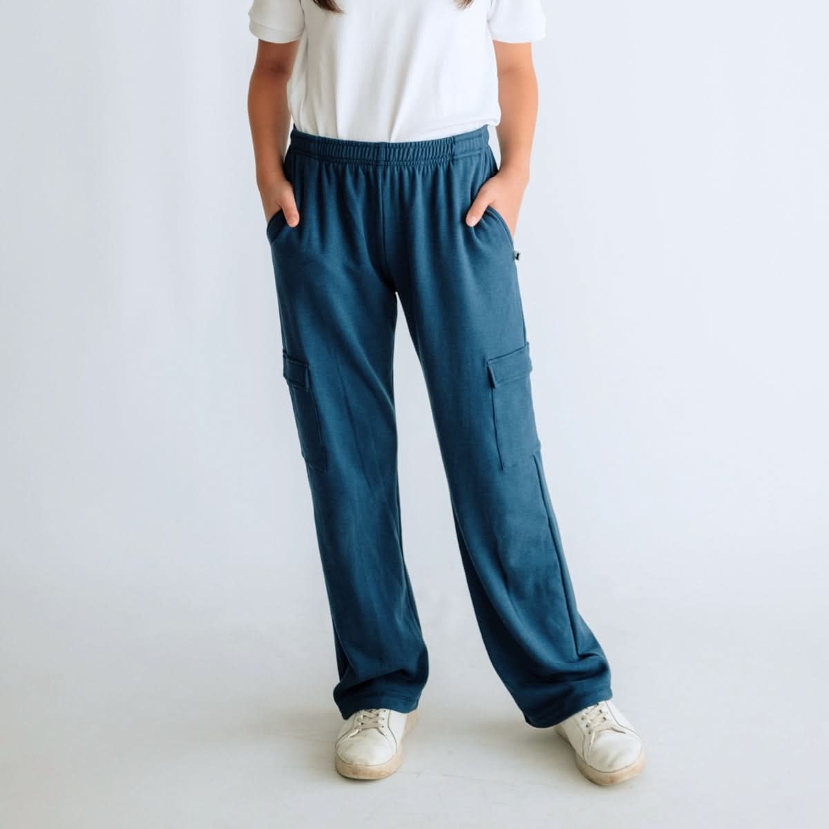 Youth Bamboo Fleece Cargo Pants | Navy