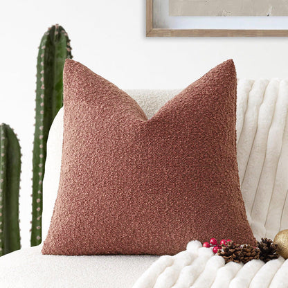 Decorative Textured Boucle Throw Pillow Covers Accent Solid Pillow Cases Cozy Soft Couch Cushion Case For Chair Sofa Bedroom Living Room Home
