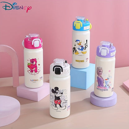 UME Disney-Themed Stainless Steel Insulated Water Bottle with PP Lid - Cartoon Character Design, Leakproof, One-Hand Operation, Safety Lock Feature - BPA Free, Non-Toxic, Portable for Outdoor Activities