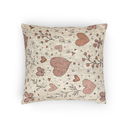 Scattered Hearts Woven Pillow | Boho Vintage Heart Pattern Cushion