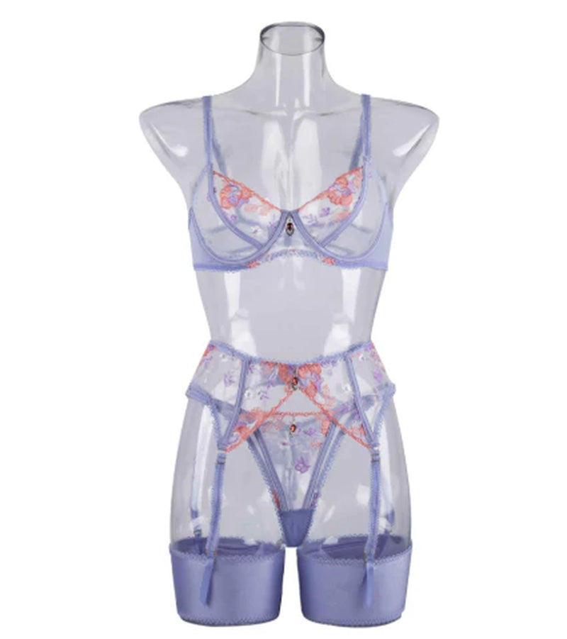 Sexy Embroidered Bra Set Lingerie