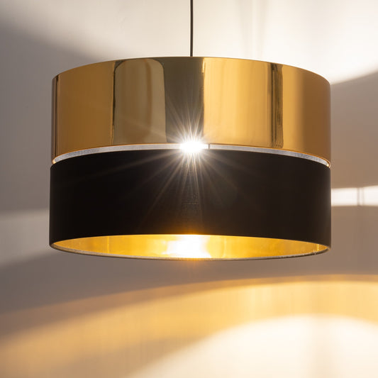 HILTON Suspension Luminaire Plafond Noir et Or pour Îlot de Cuisine, Salle à Manger et Salon – Éclairage de Luxe Moderne