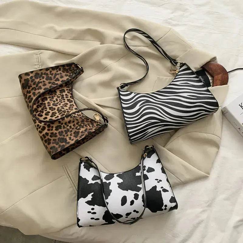 Fashionable Leather Small Leopard Print square underarm bag