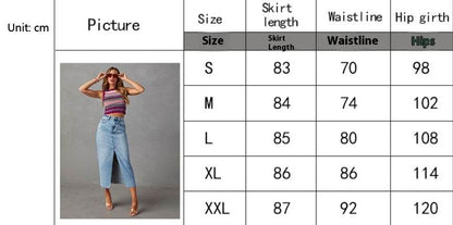Women's Fashion Slimming front split Midi Denim Skirt