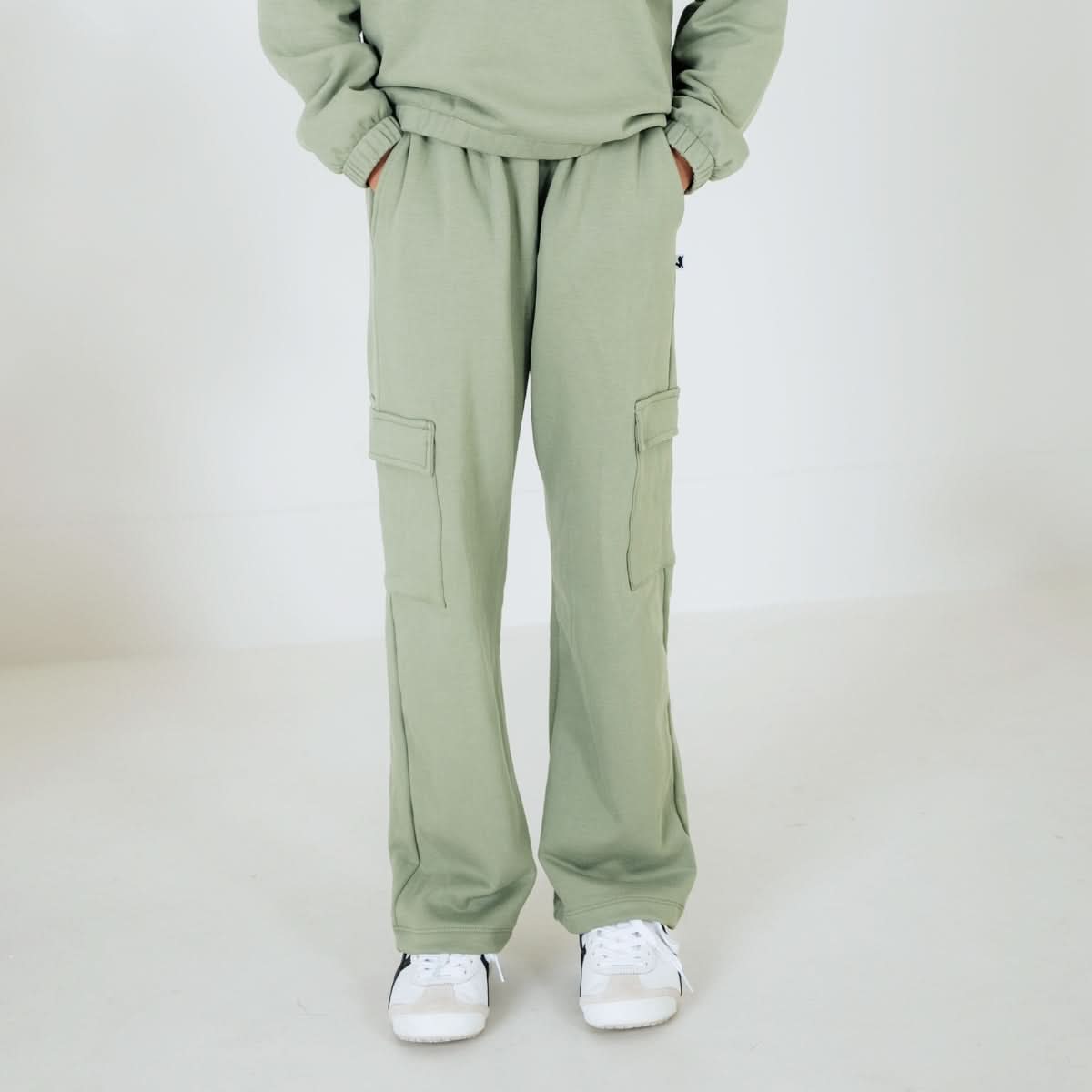 Youth Bamboo Fleece Cargo Pants | Sage