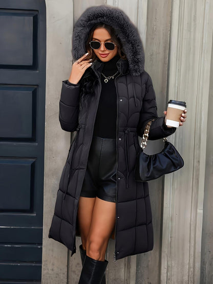 Women's Thickened Cotton-Padded Coat with Detachable Faux Fur Collar
