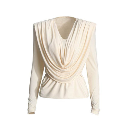 Top Fashion Swing pleated draping cowl neck blouse top